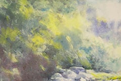 Yuhao Liu Landscape Original Oil On Canvas "Between The Rocks And The Green 2"