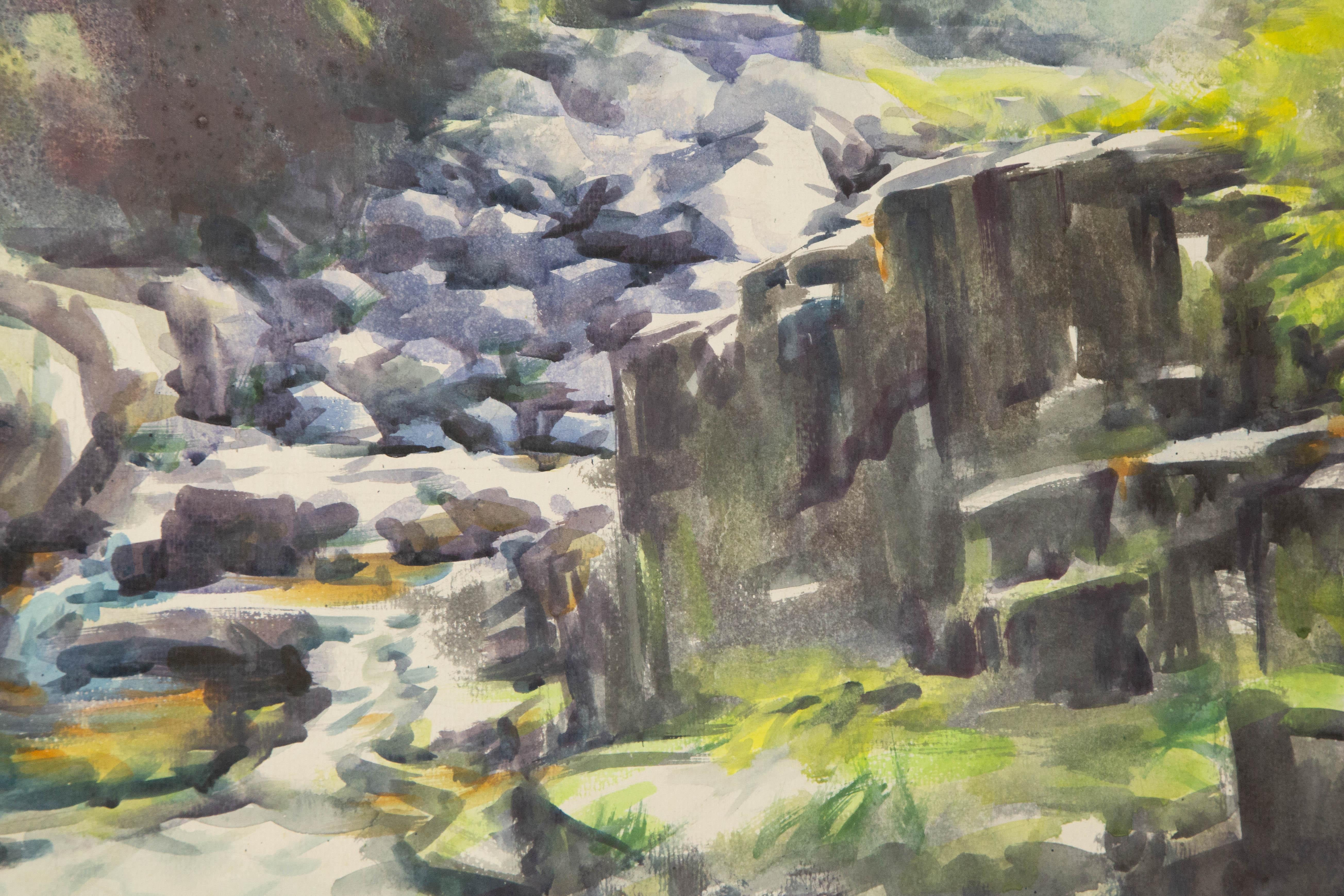 Yuhao Liu Landschaft, Original, Ölgemälde auf Leinwand, „Between The Rocks And The Green 2“ im Angebot 2