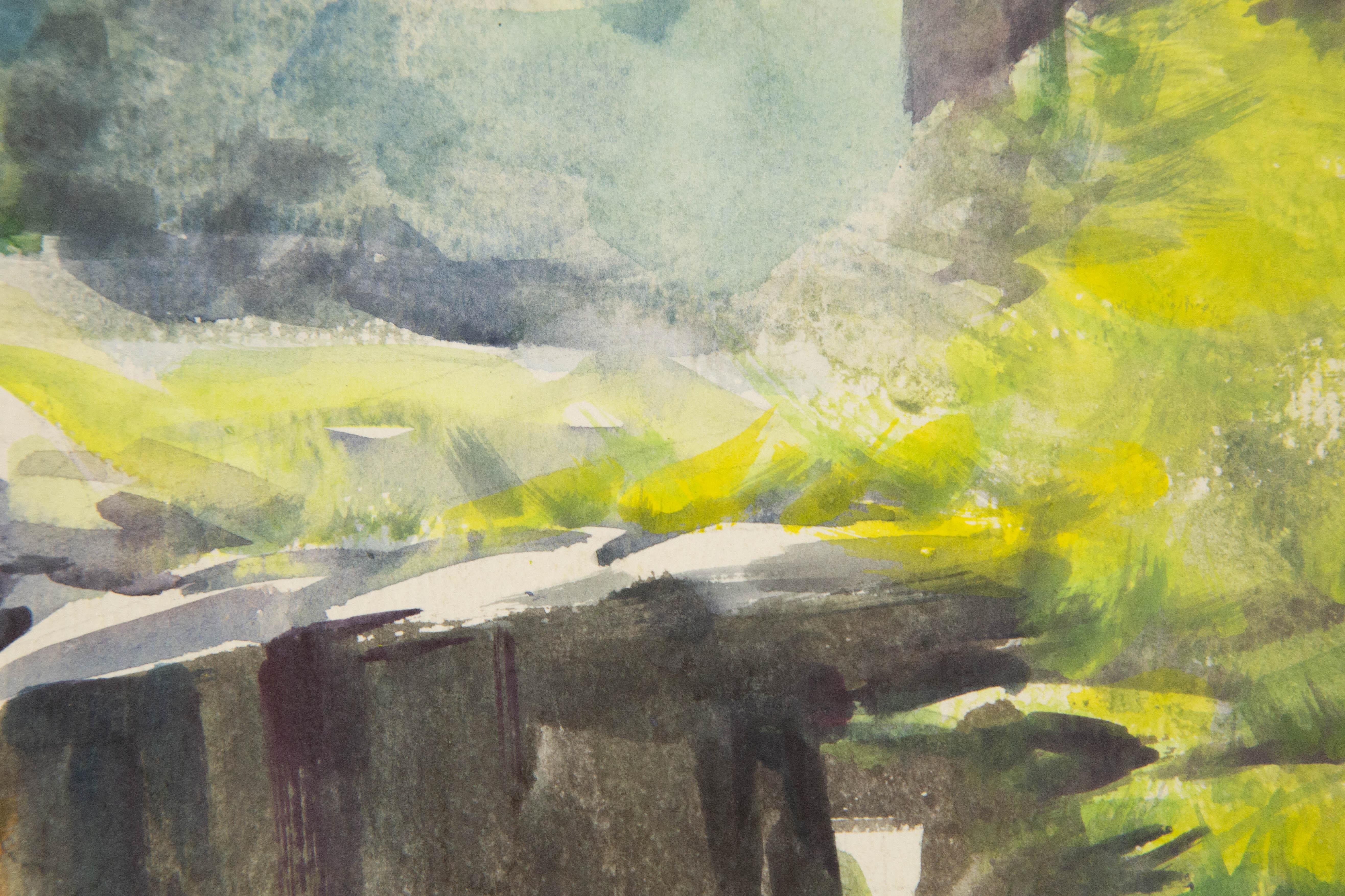 Yuhao Liu Landschaft, Original, Ölgemälde auf Leinwand, „Between The Rocks And The Green 2“ im Angebot 5