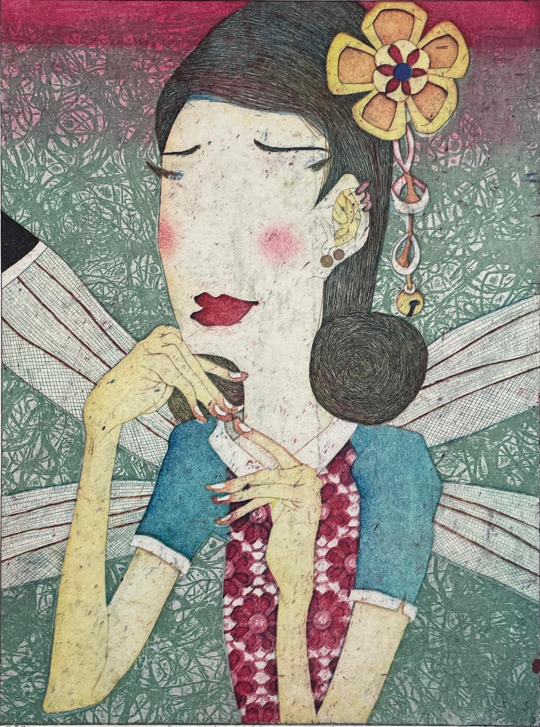 Signiert, betitelt und nummeriert in einer Auflage von 14 Exemplaren. Bild eines jungen Mädchens mit einer traditionellen Teekanne und einer Ramen-Nudeltasse. Die Bilder haben zwar eine gewisse Ähnlichkeit mit traditionellen japanischen
