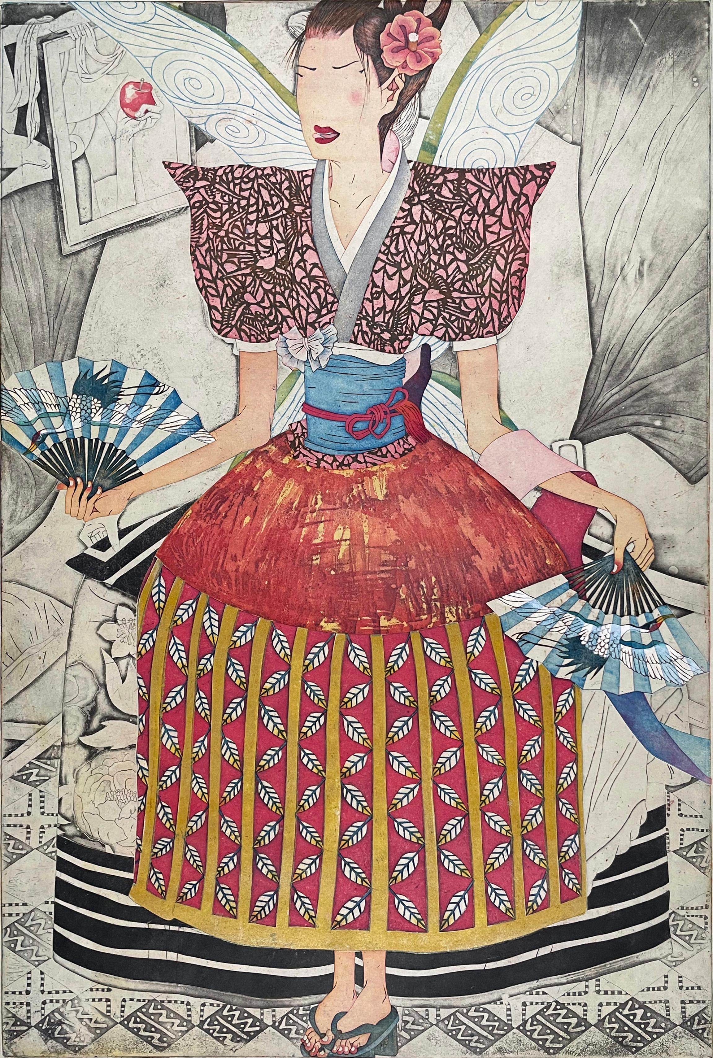 Signed, titled and numbered by the artist. This is #3 of 15.

While the images have some resemblance to traditional Japanese Ukiyo-e prints, their sense of whimsy, satire and irony relate more closely to contemporary life and western sensibilities.