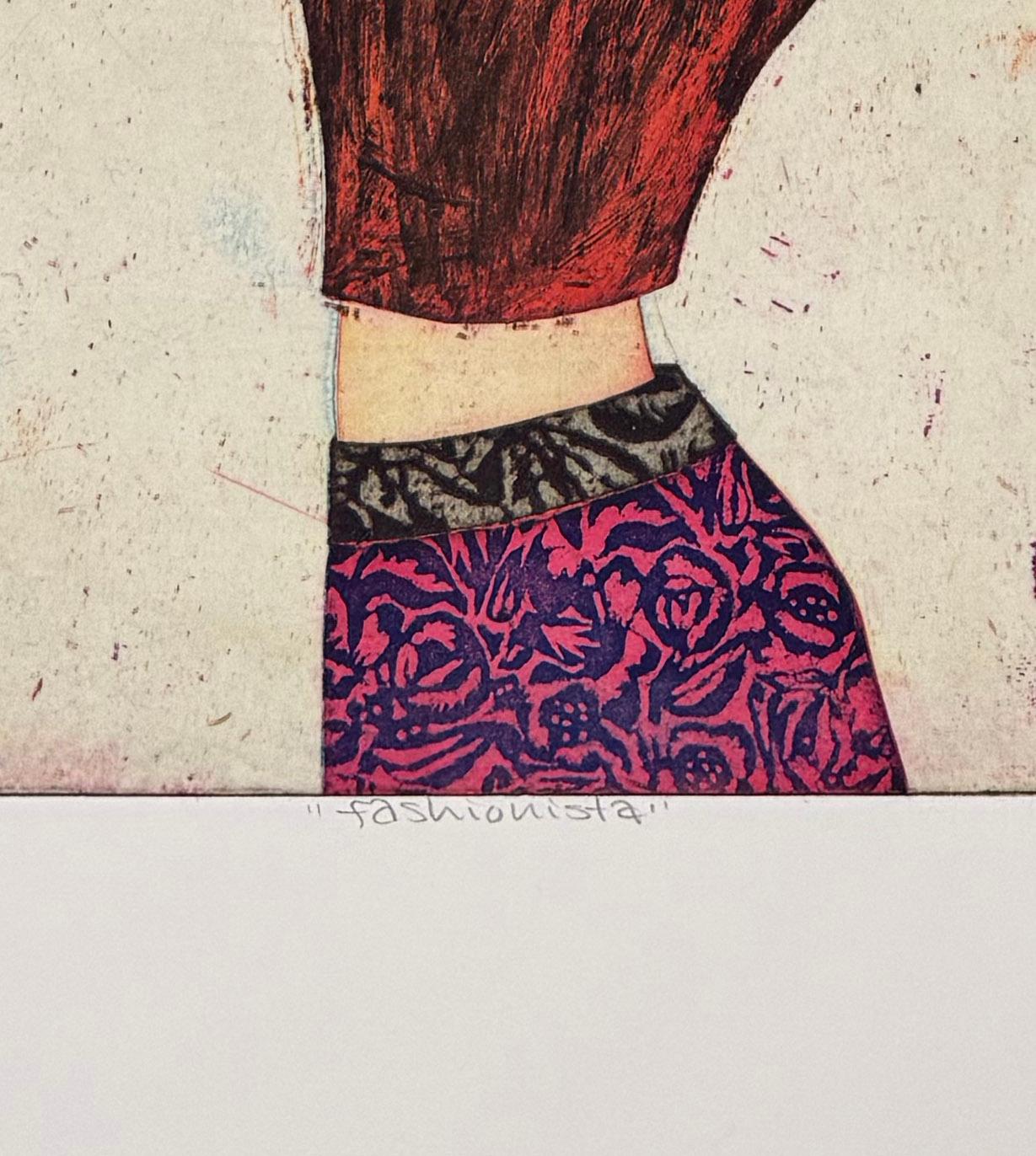 Fashionista - Portrait Print Beige de Yuji Hiratsuka