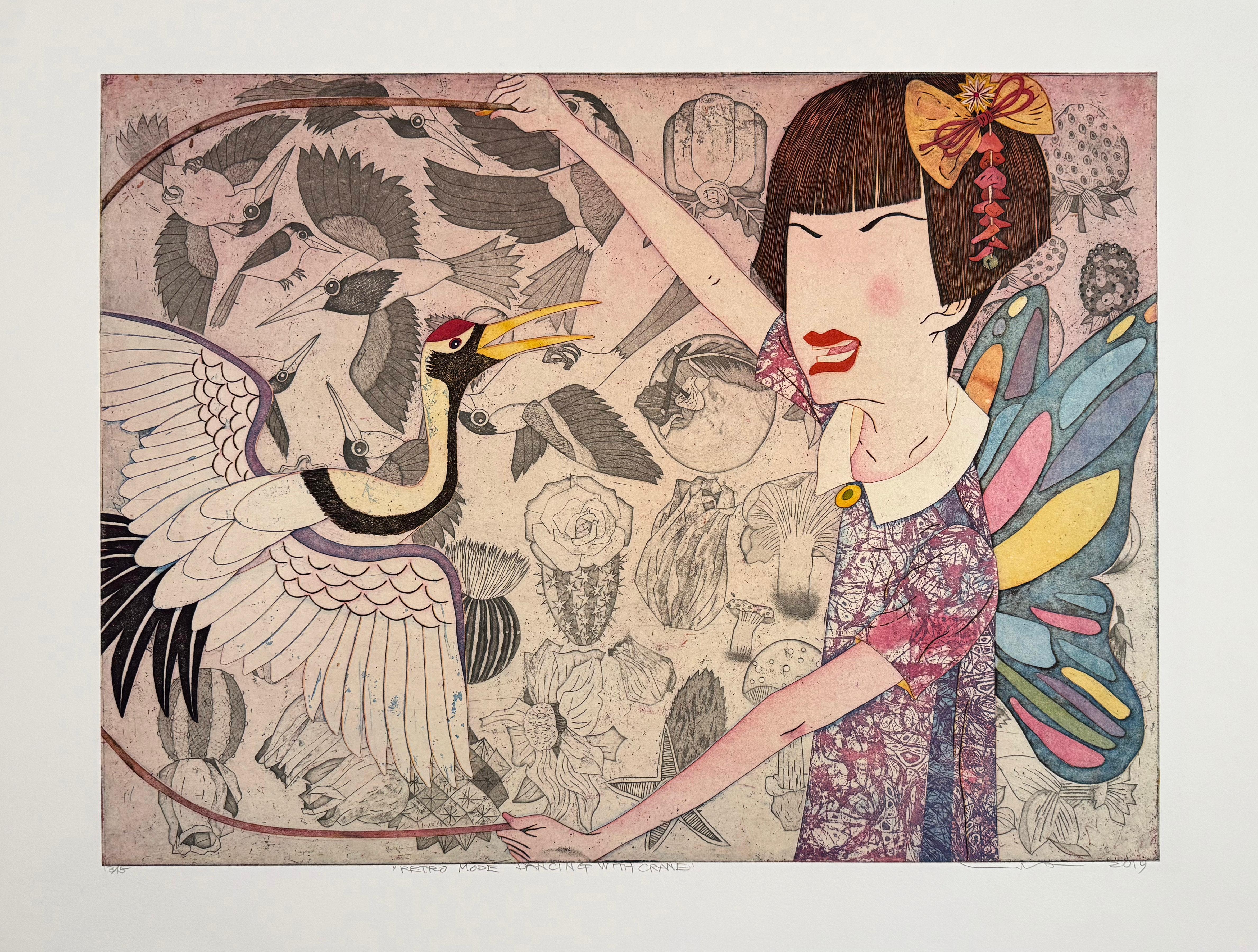 Retro Mode with Crane - Print by Yuji Hiratsuka