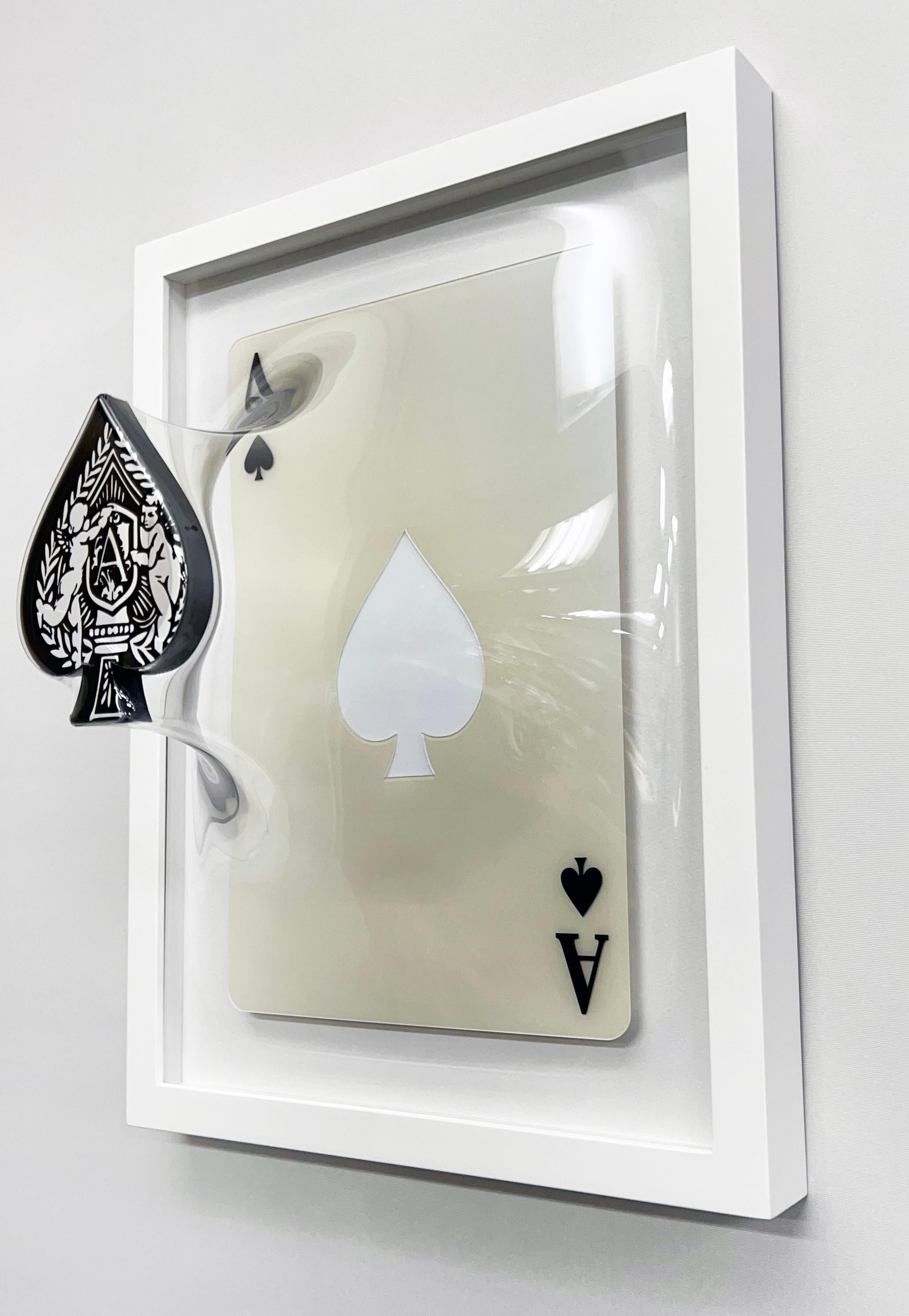 Yuki Matsueda Still-Life Sculpture - "Ace of Spades" contemporary 3-D poker wall sculpture pop art contemporary cards