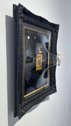 Pop art contemporary art Poker black gold 3-D figurative wall sculpture 