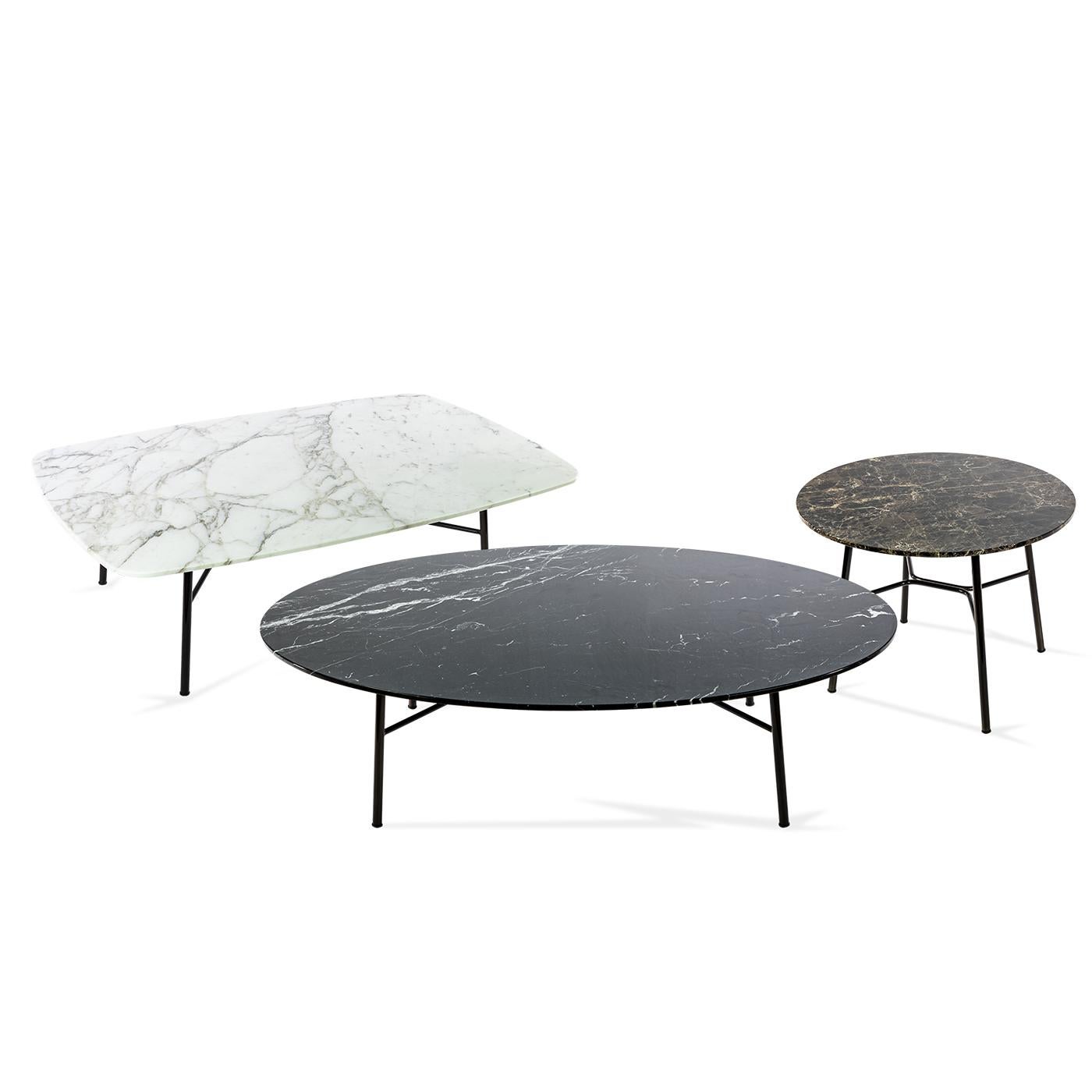Yuki Oval Coffee Table with Black Marquinia Top #1 by EP Studio In New Condition For Sale In Milan, IT