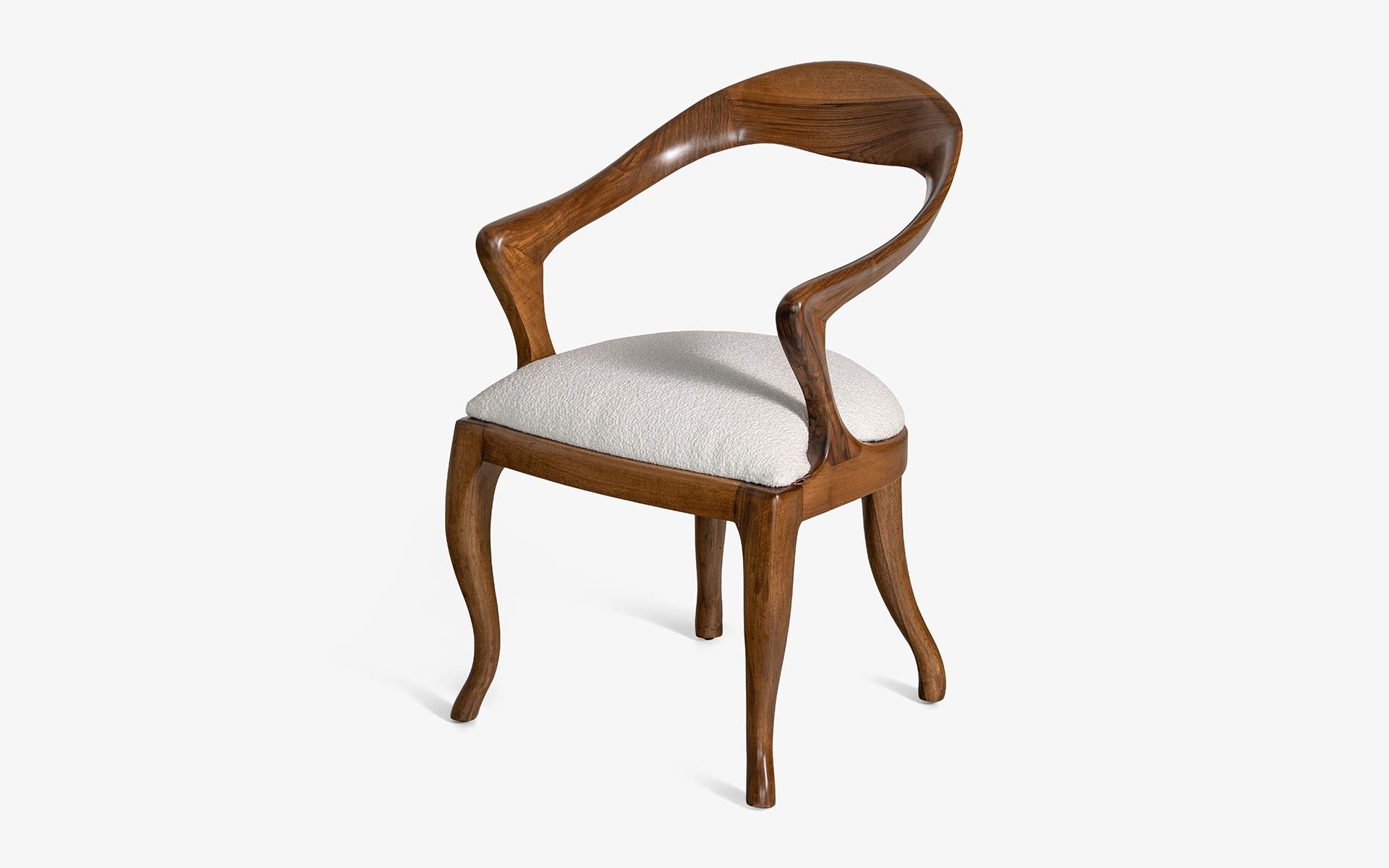 Yuki Walnut Dining Wood Upholstered Chair by Lagu Selection For Sale 2