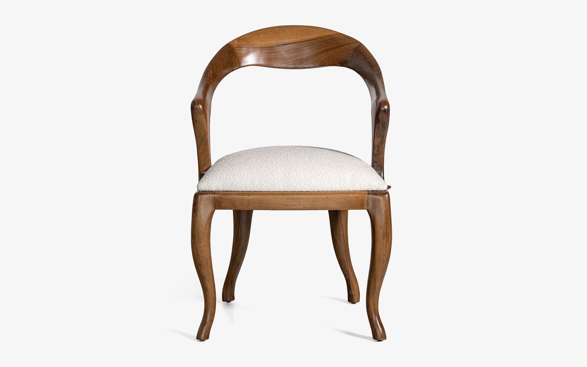Yuki Walnut Dining Wood Upholstered Chair by Lagu Selection For Sale 3