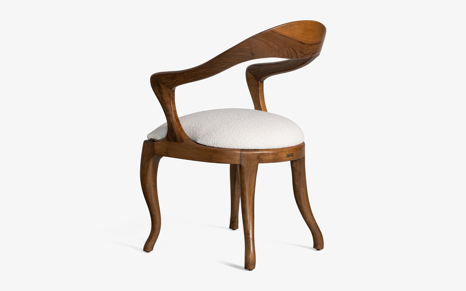 Modern Yuki Walnut Dining Wood Upholstered Chair by Lagu Selection For Sale