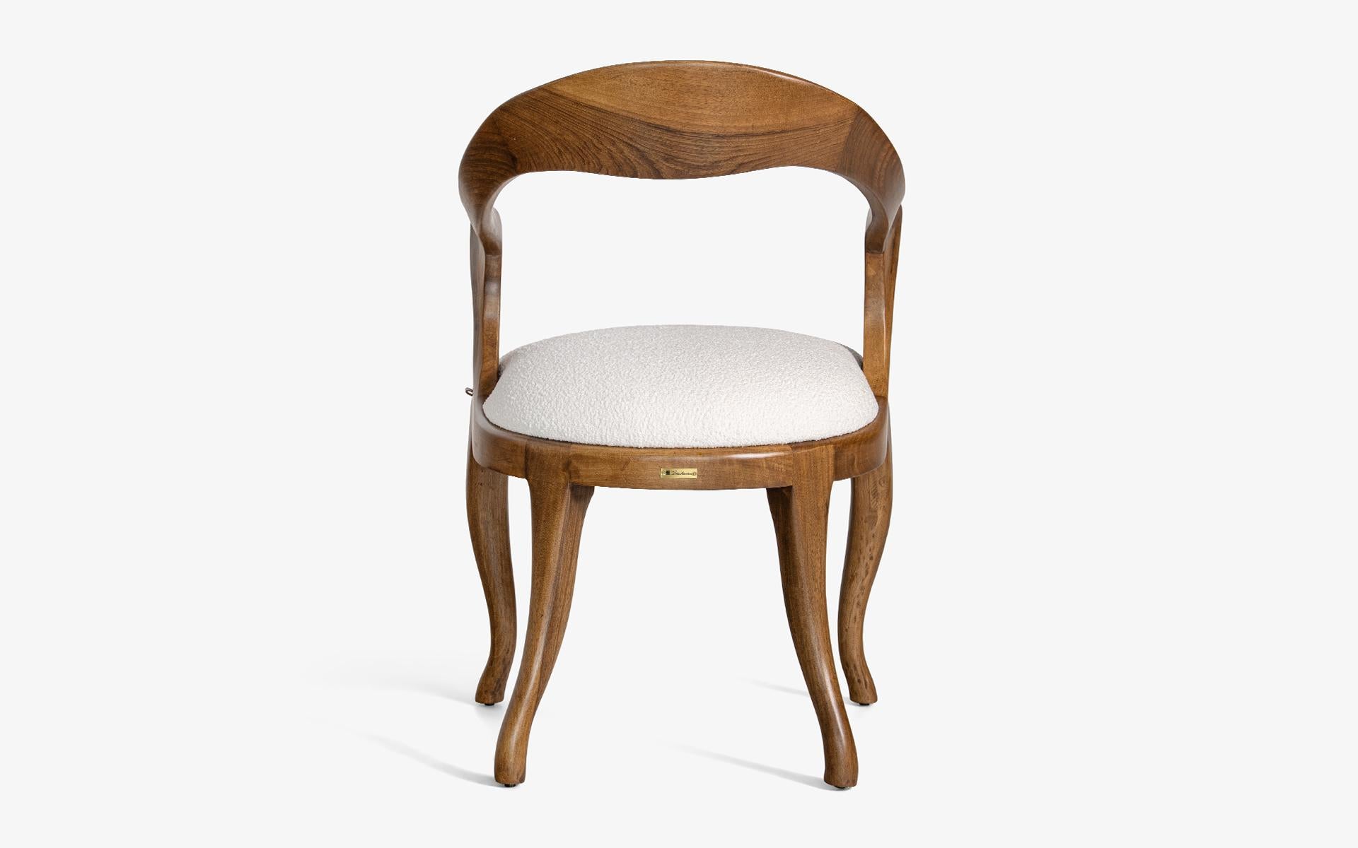 Turkish Yuki Walnut Dining Wood Upholstered Chair by Lagu Selection For Sale