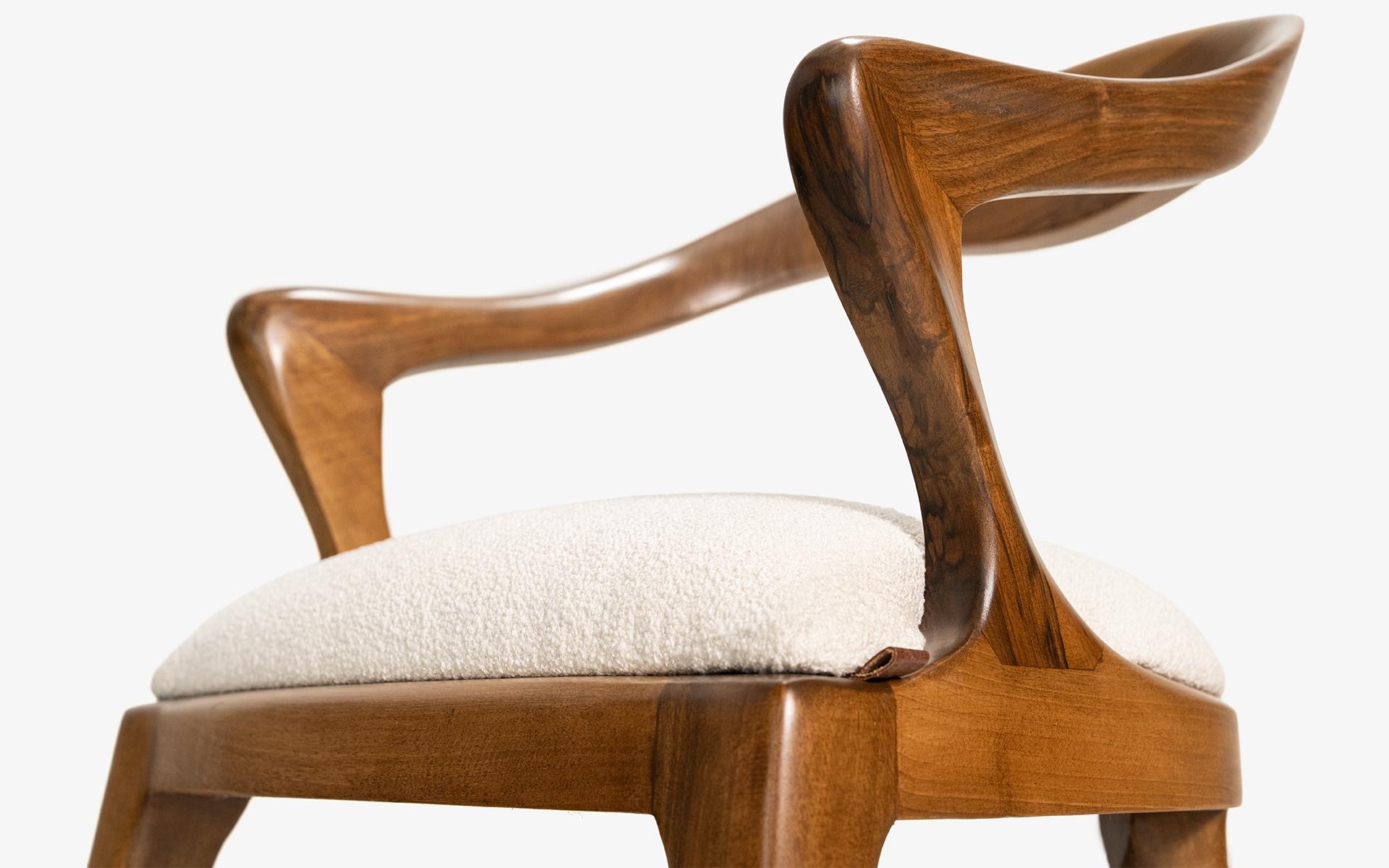 Upholstery Yuki Walnut Dining Wood Upholstered Chair by Lagu Selection For Sale