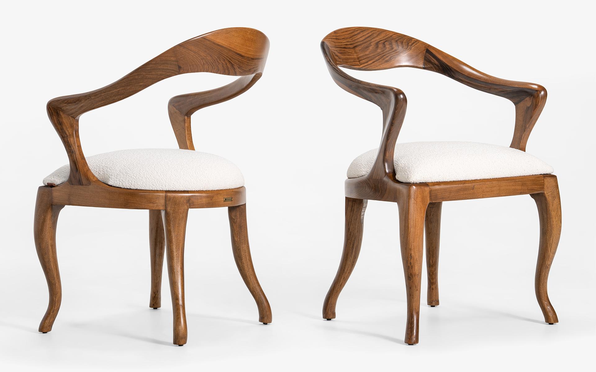 Yuki Walnut Dining Wood Upholstered Chair by Lagu Selection For Sale 1
