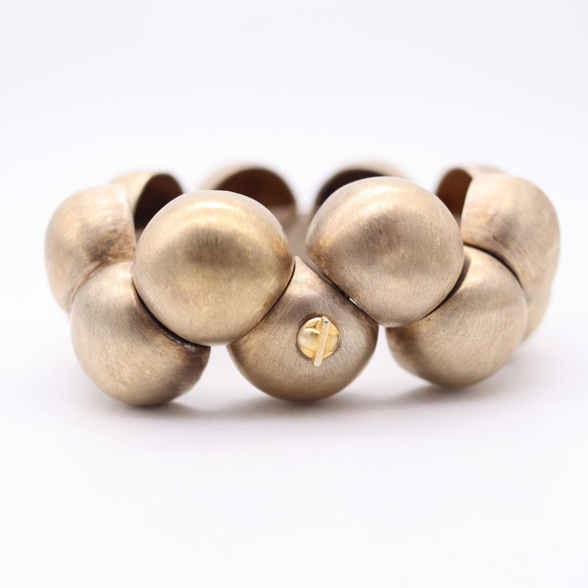 Women's YUKIHIRO SHIBATA Modernist Flexible Bangle In .950 Sterling & Gold Vermeil For Sale