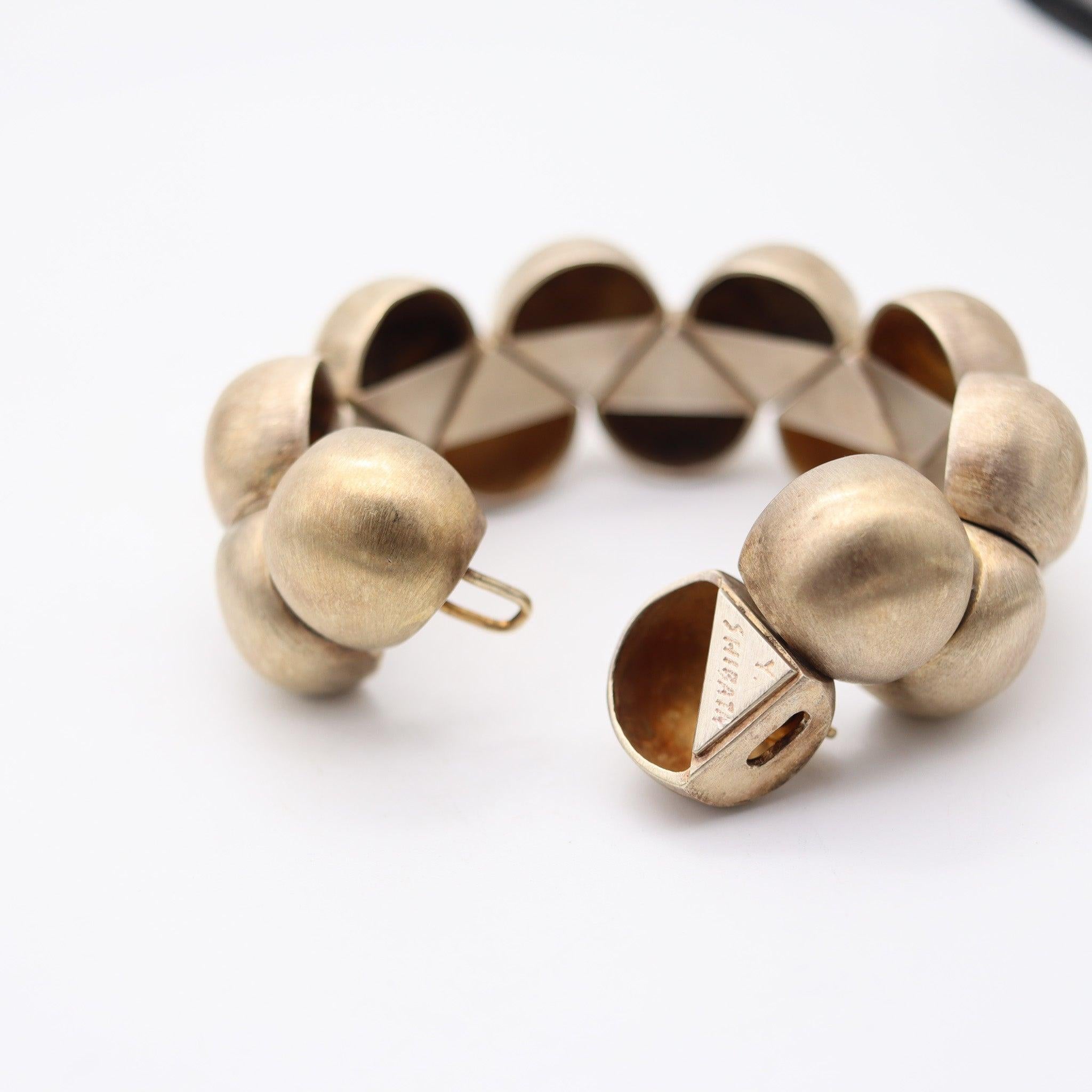 YUKIHIRO SHIBATA Modernist Flexible Bangle In .950 Sterling & Gold Vermeil For Sale 1