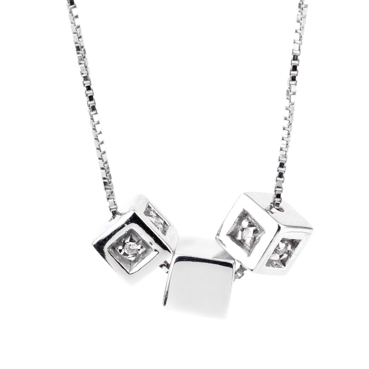 Yukiko Diamond Block White Gold Necklace