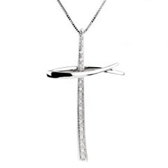 Yukiko Diamond Cross Pendant White Gold Necklace