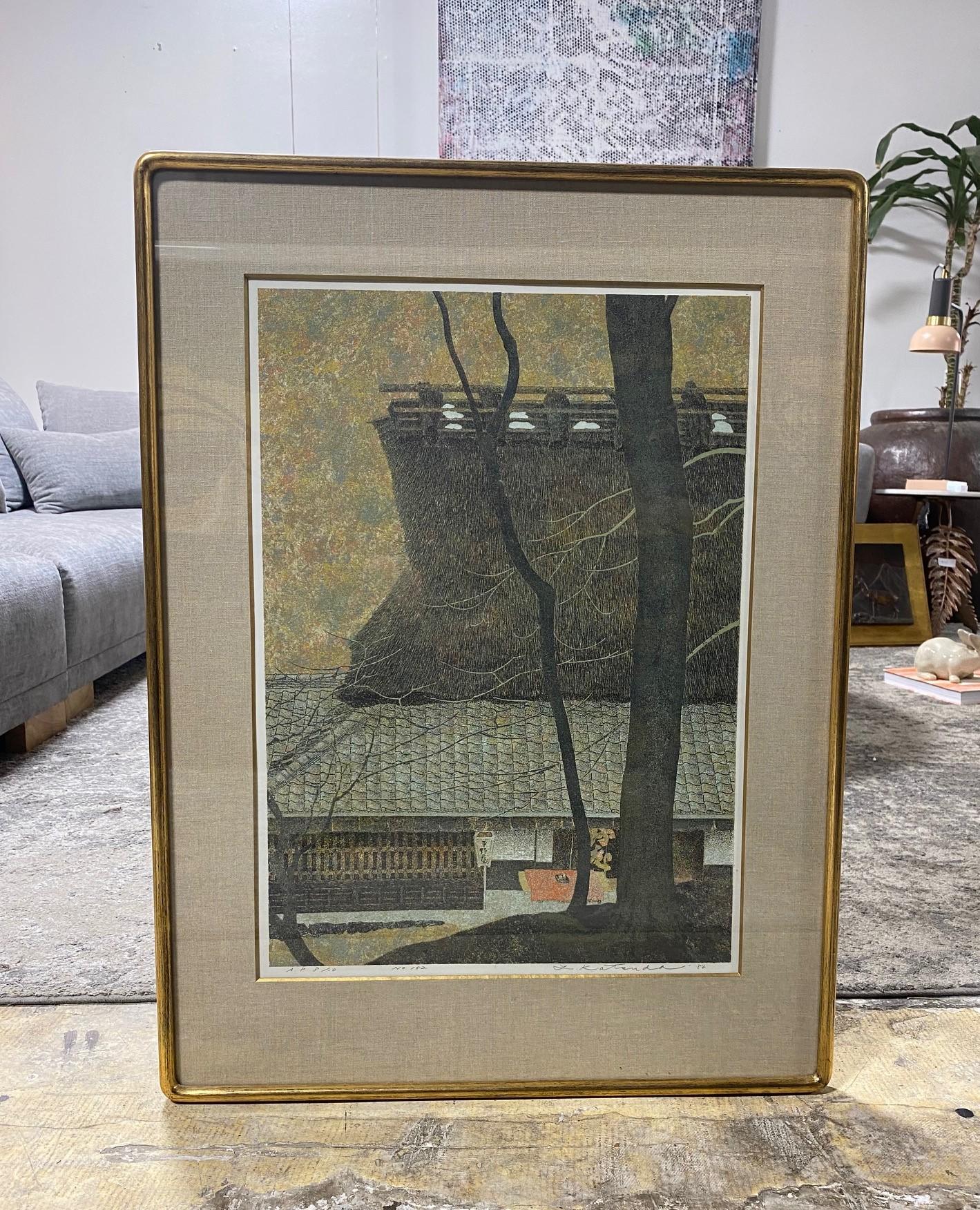 A truly beautiful and engaging work by Japanese Kyoto printmaker artist Yukio Katsuda (1941-) titled 