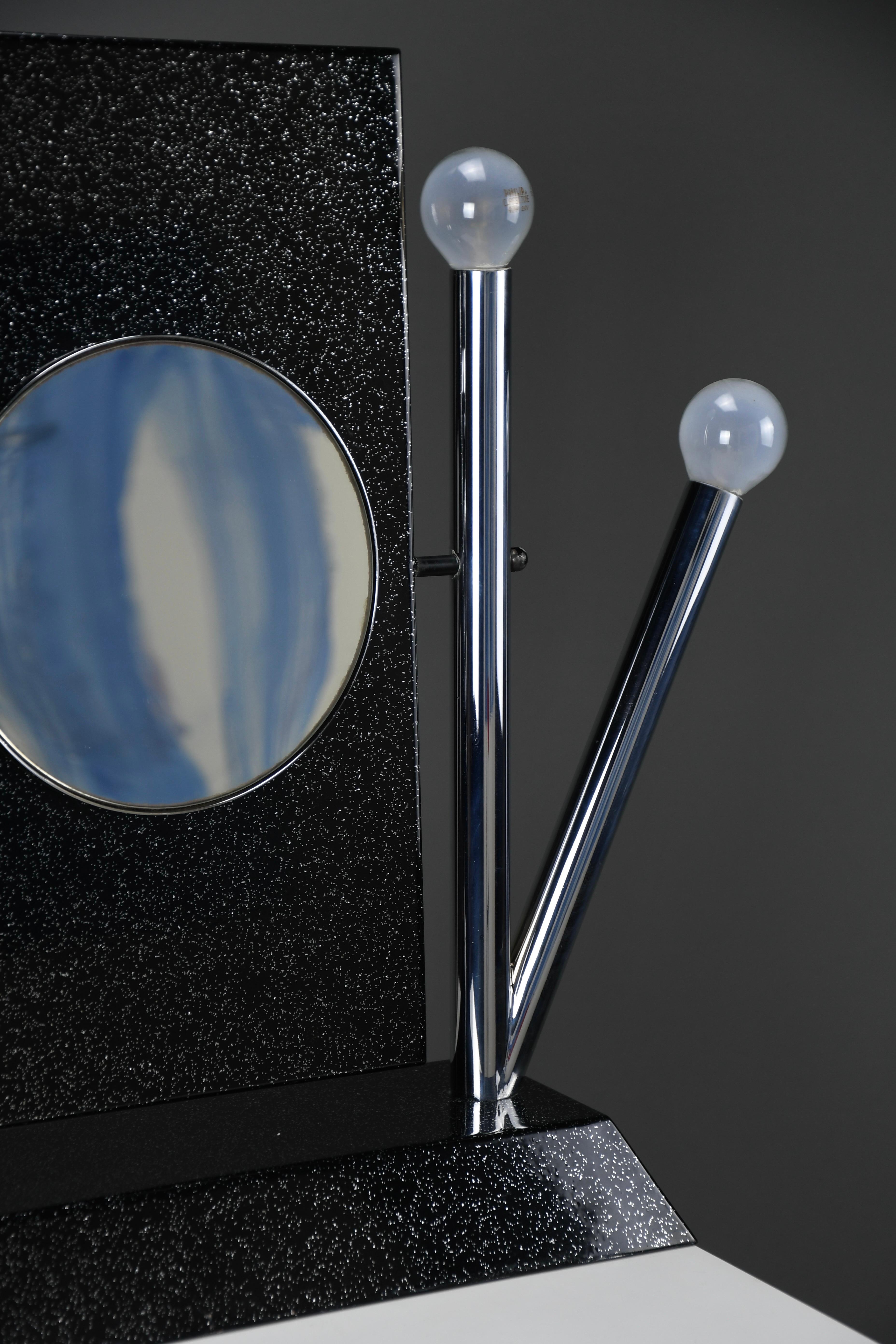 Metal “Yukka” vanity mirror by Anna Anselmi for Bieffeplast, Italy, 1980 For Sale