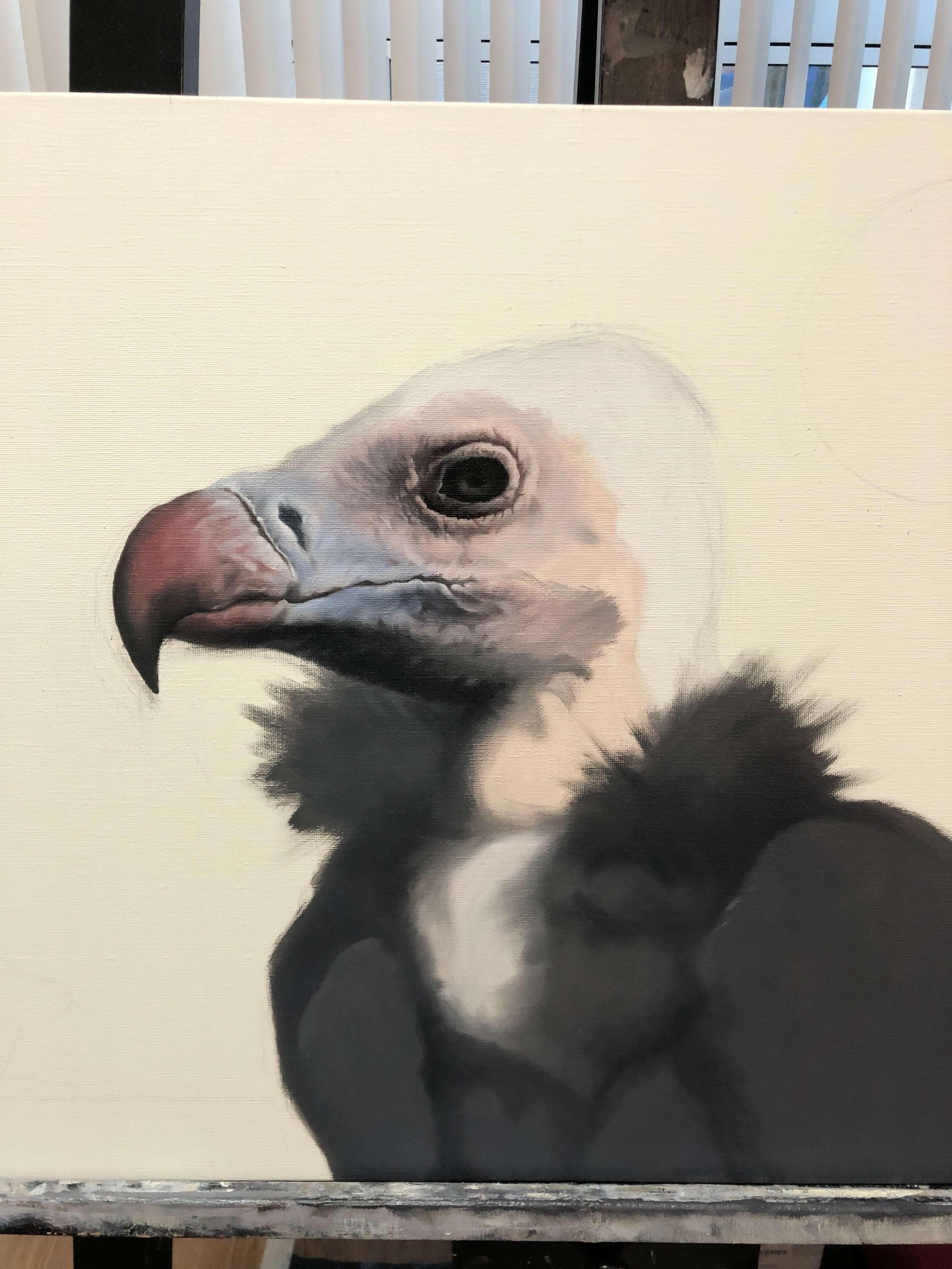 „Extravaganter Mantel“ (2021) von Yuko Montgomery, Original Ölgemälde der Vulture im Angebot 4