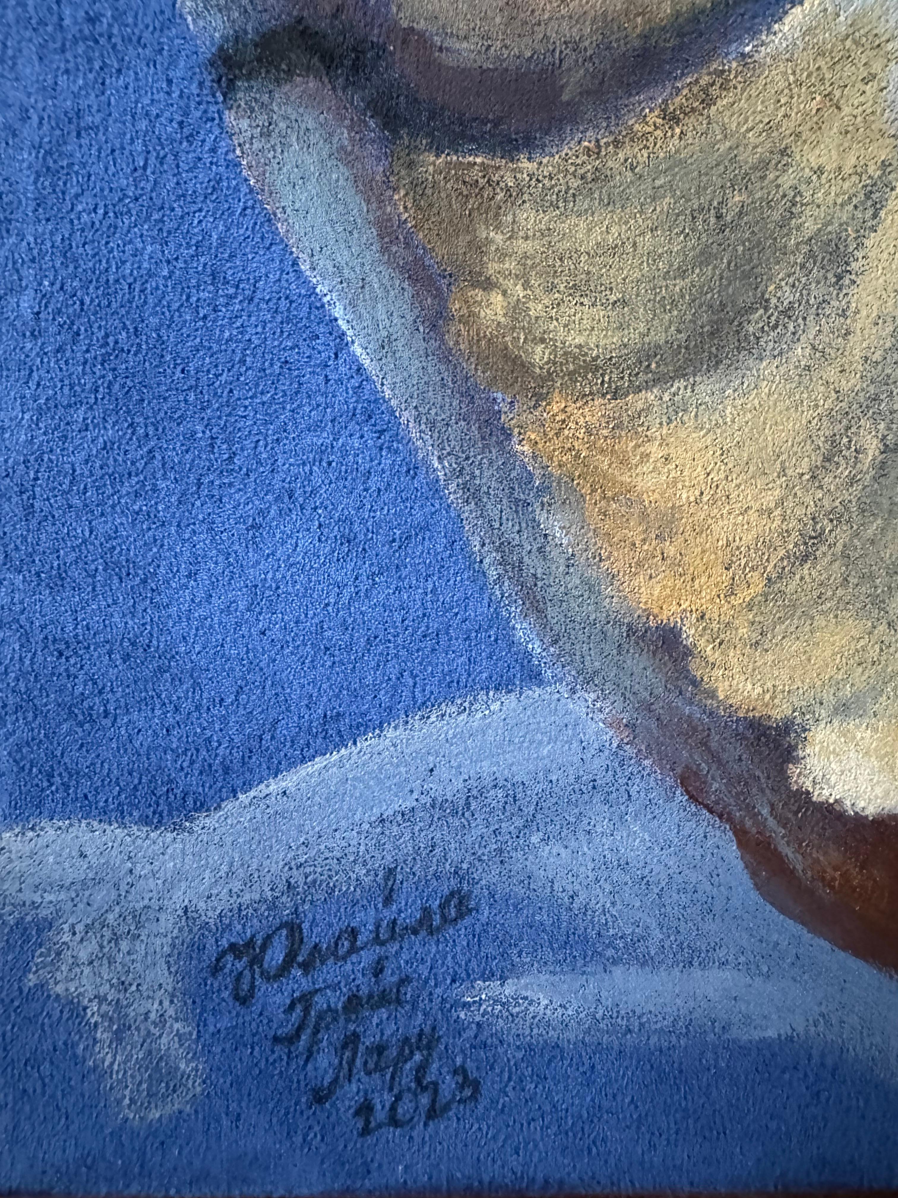 'Aries', by Yulaiyla Grays Larru, Acrylic Painting on Faux Suede in vendita 1