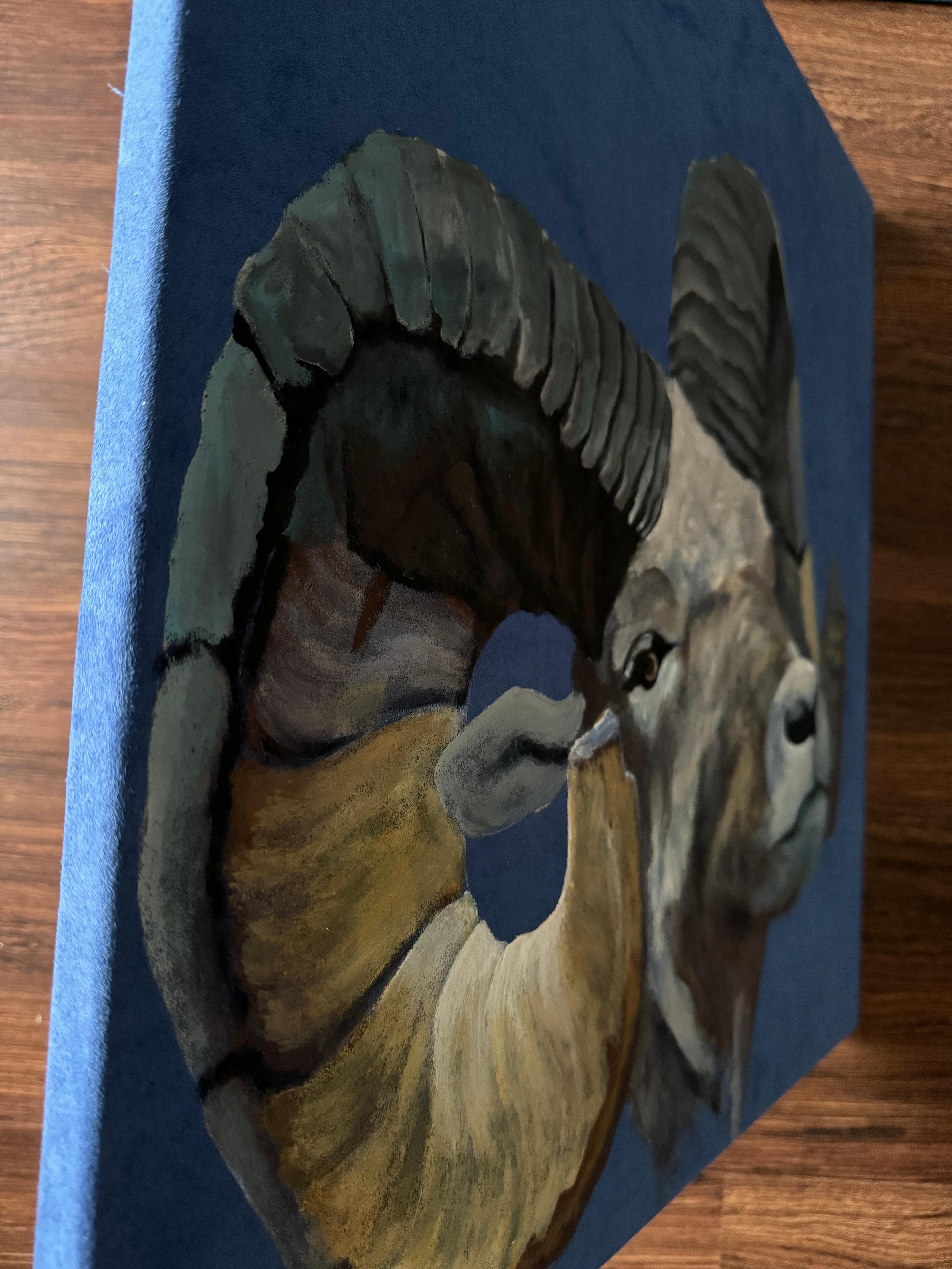 'Aries', by Yulaiyla Grays Larru, Acrylic Painting on Faux Suede in vendita 3