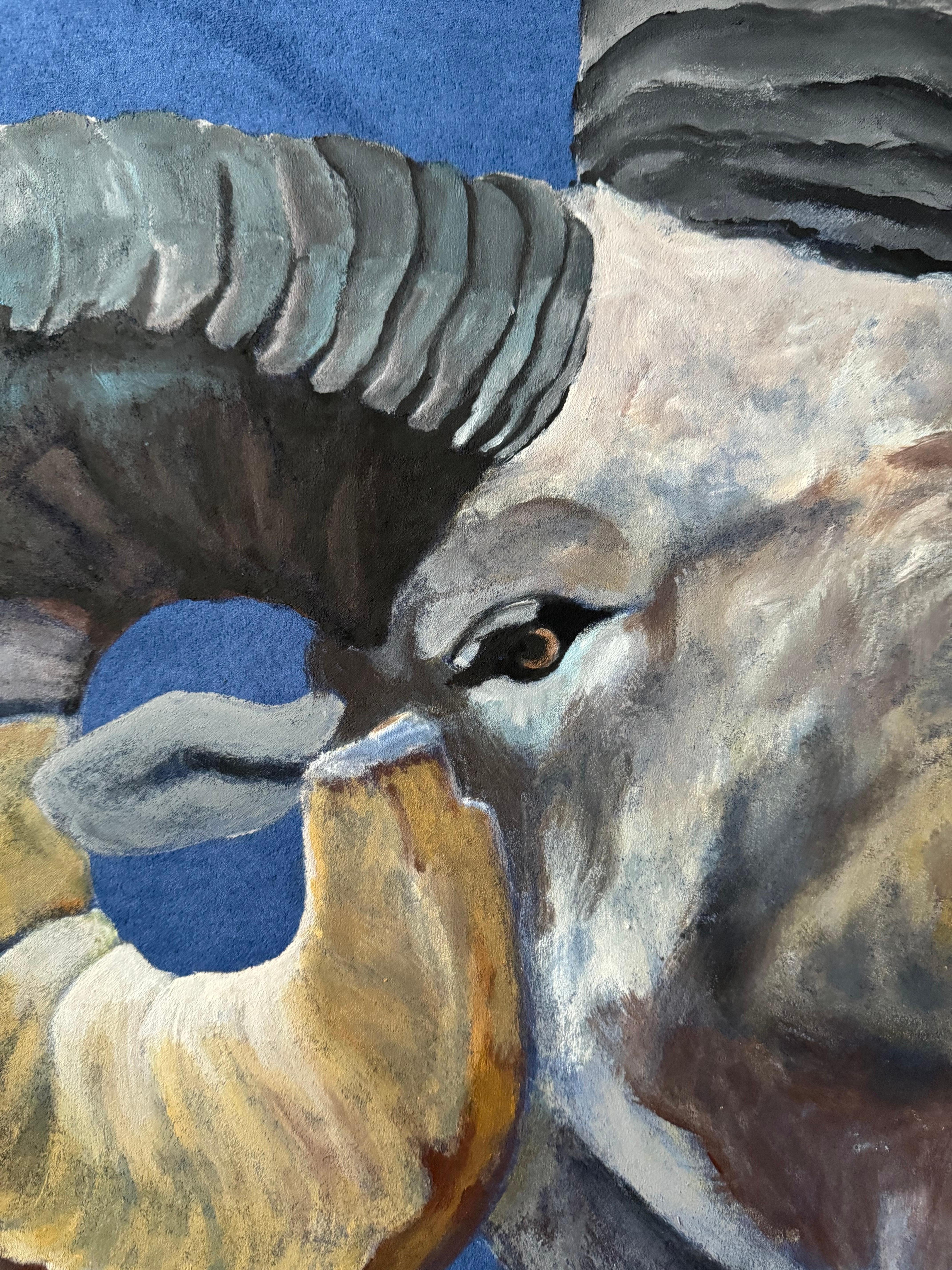 'Aries', by Yulaiyla Grays Larru, Acrylic Painting on Faux Suede in vendita 4