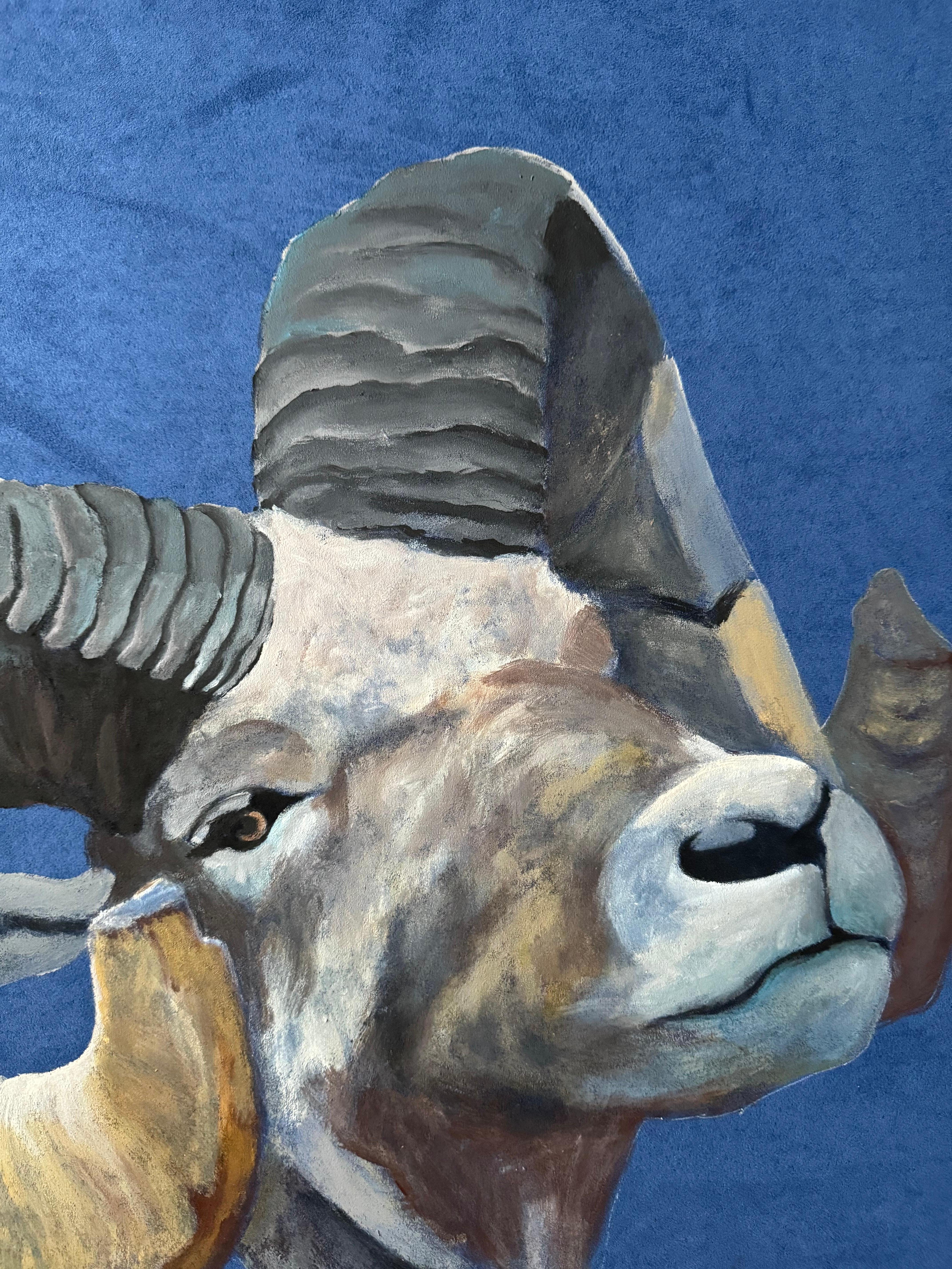 'Aries', by Yulaiyla Grays Larru, Acrylic Painting on Faux Suede in vendita 6
