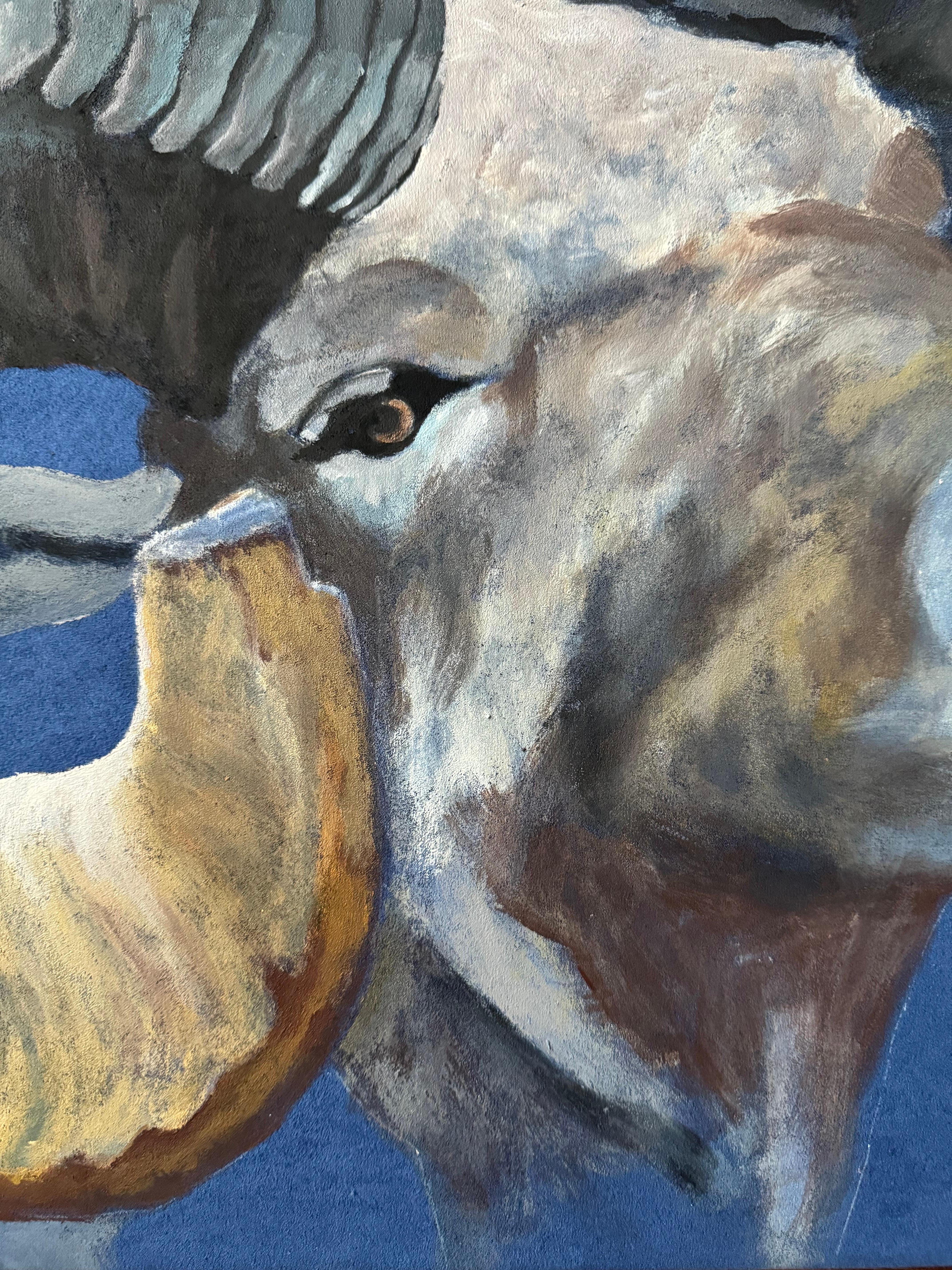 'Aries', by Yulaiyla Grays Larru, Acrylic Painting on Faux Suede in vendita 7