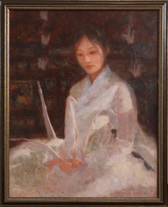 'Paper Crane' by Yulia Kim; Framed Oil on Linen, 22" x 18", 2025