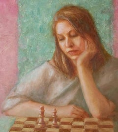 'Your Turn' by Yulia Kim; Framed Oil on Canvas, 21" x 21"; 2026