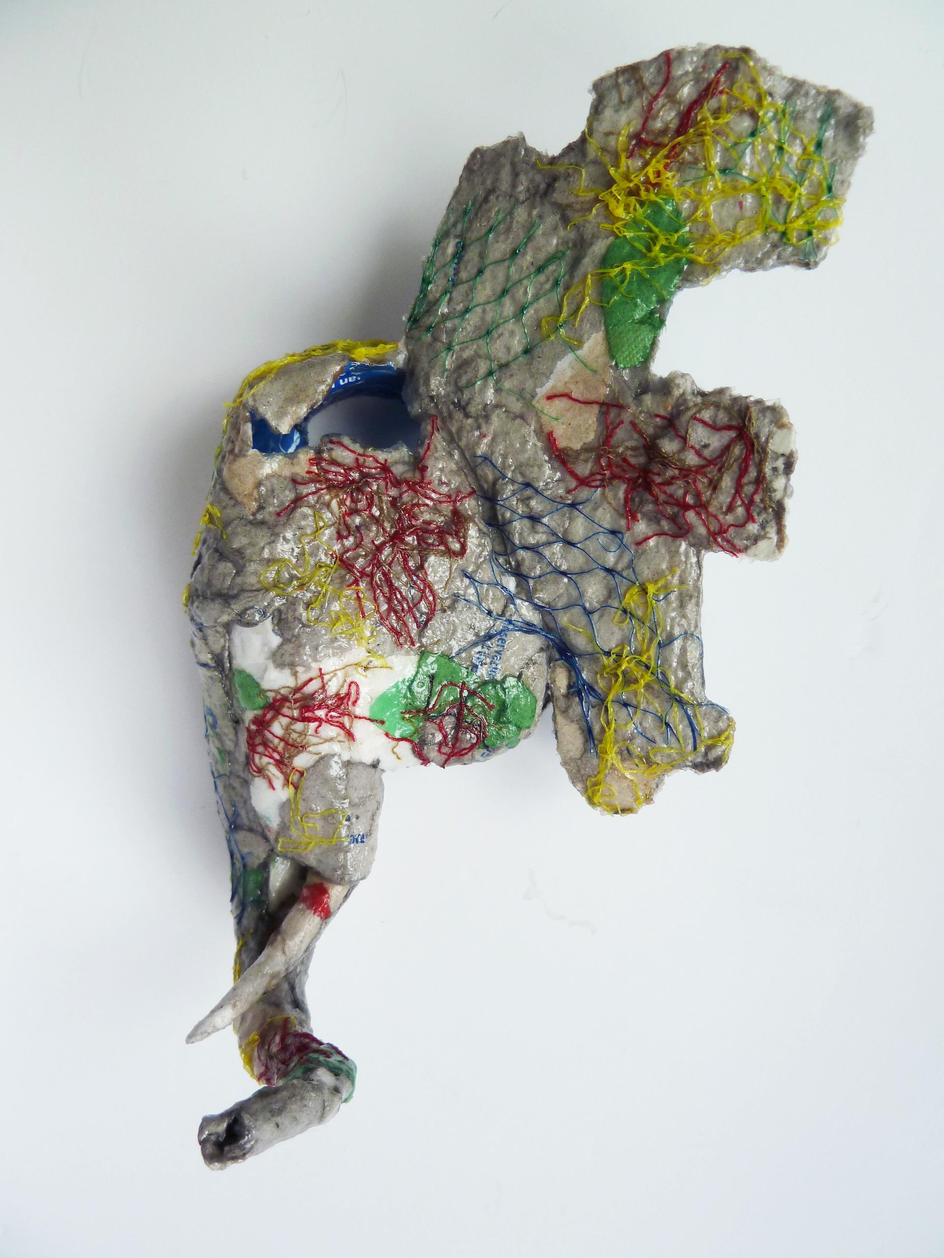 Elephant - Contemporary Mixed Media Animal Sculpture From Upcycled Materials - Mixed Media Art by Yulia Shtern