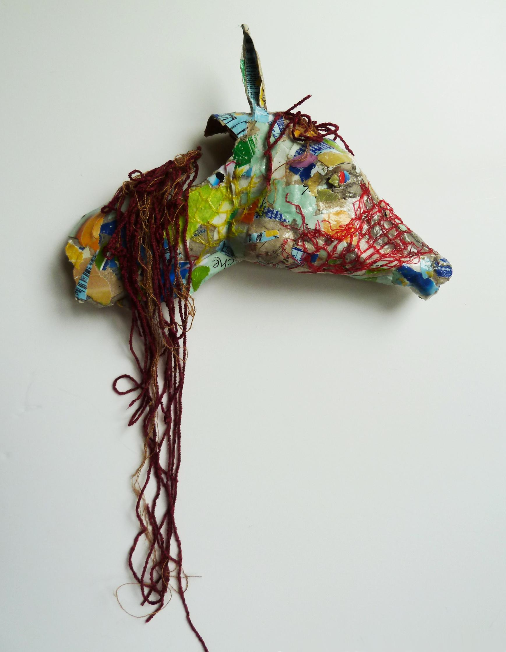 Yulia Shtern Figurative Sculpture - Horse - Contemporary Abstract Animal Sculpture from Up-cycled Materials