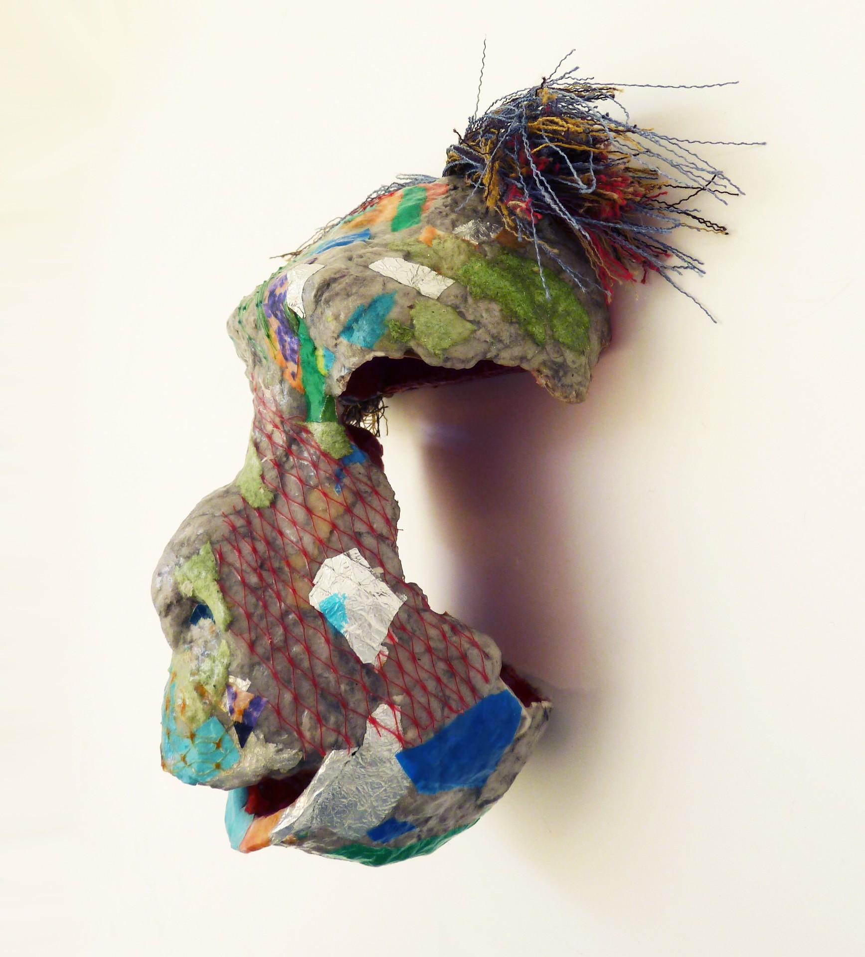 Bonobo II - Contemporary Sculpture Made with Up-cycled Materials(Green+Teal) 1