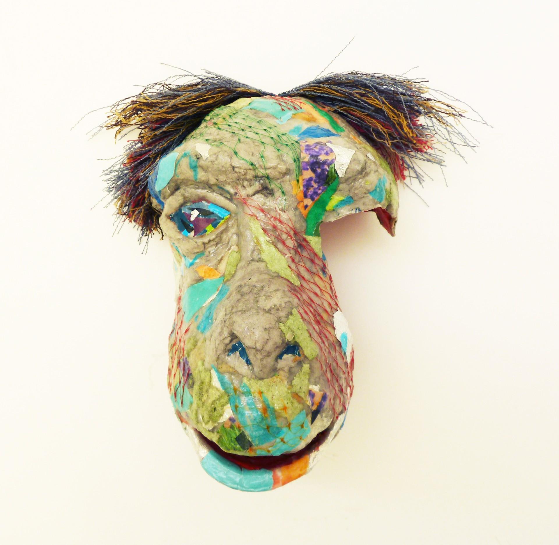 Yulia Shtern Figurative Sculpture - Bonobo II - Contemporary Sculpture Made with Up-cycled Materials(Green+Teal)