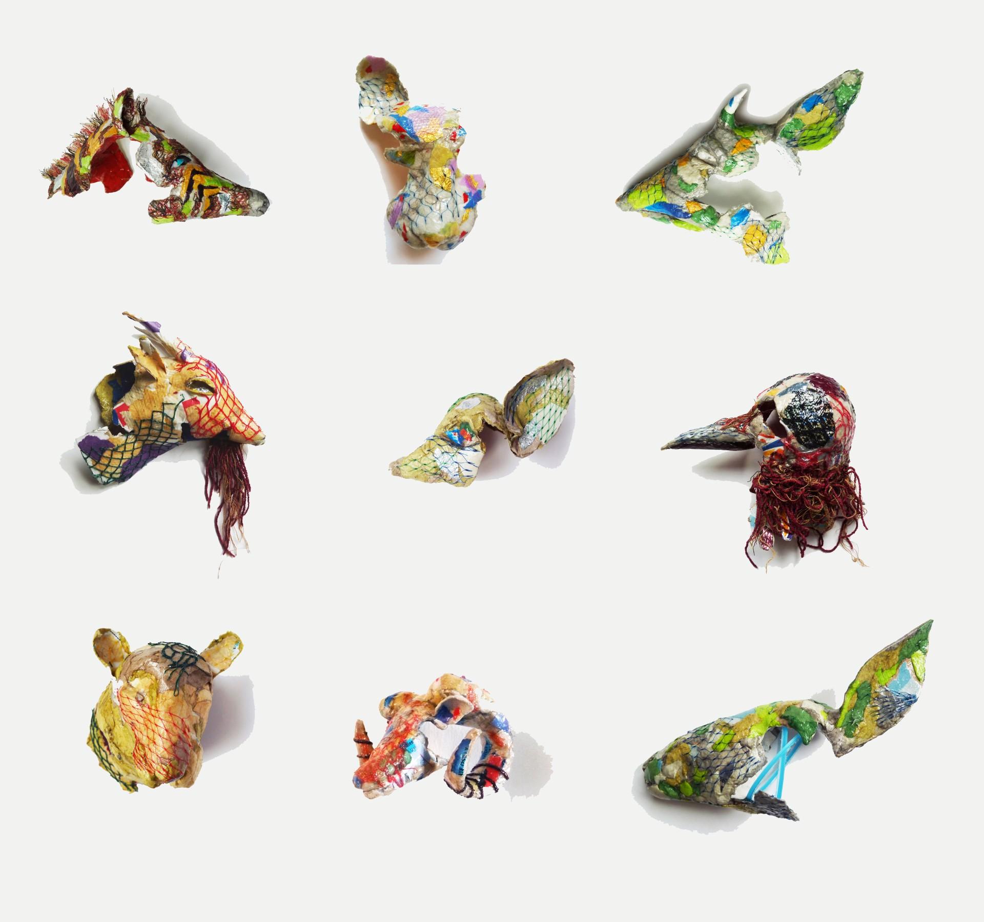 Endangered / Enslaved / Extinct - Series of Small Animal Sculptures(Multicolor)  - Mixed Media Art by Yulia Shtern