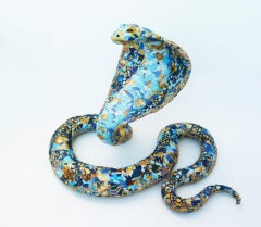Kara - Contemporary Sculpture Made with Up-cycled Materials (Blue+Gold)