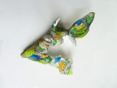 Okapi - Scultura animale contemporanea Up & Up riciclata (Yellow+Green+Blue)