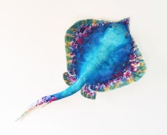 Ray A - Scultura contemporanea di razza oceanica (blu+viola)