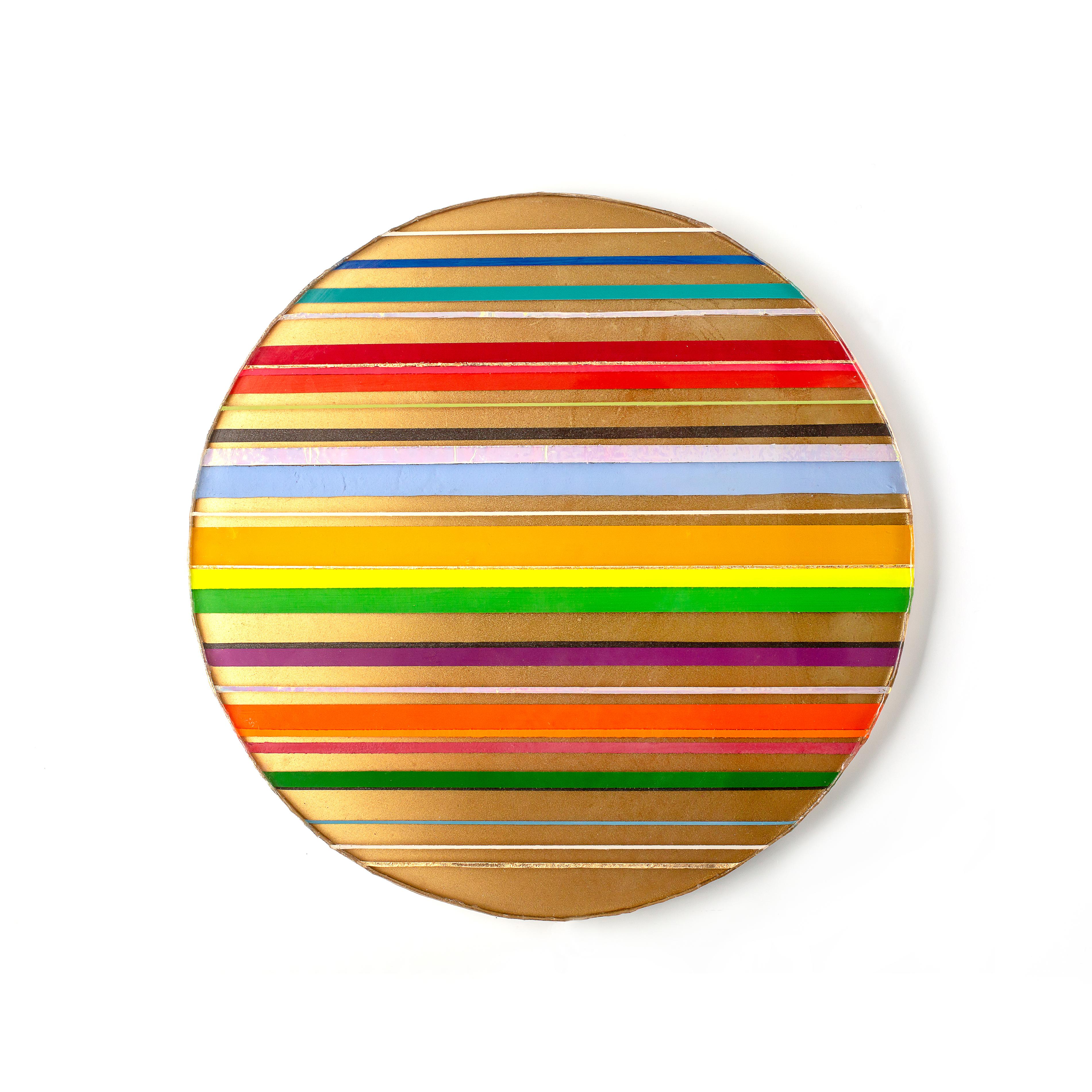 Candy stripes - Geometric Abstract Circle Resin Multicolored Wall Art - Mixed Media Art by Yulia YUVO Volosenok