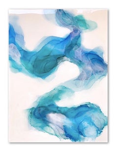Dolphine in einer blauen Laguna - Abstraktes Medium- bis Großformatiges blaues und weißes Epoxidkunstwerk