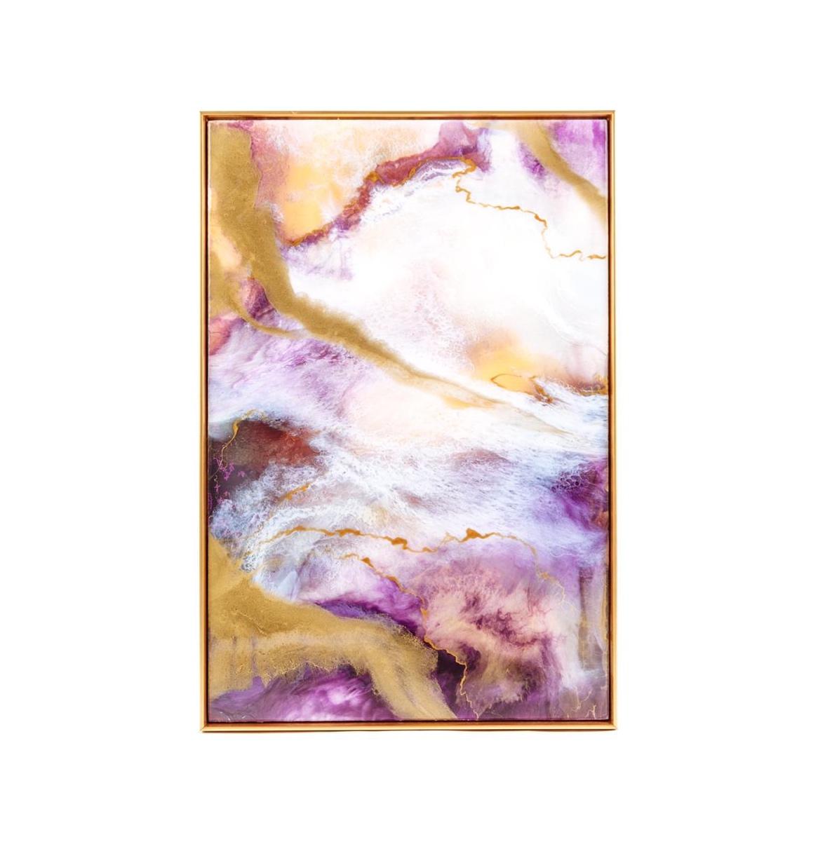 Lilac Fantasy - Autumn Gold Epoxy Interior Abstract Artwork - Painting by Yulia YUVO Volosenok