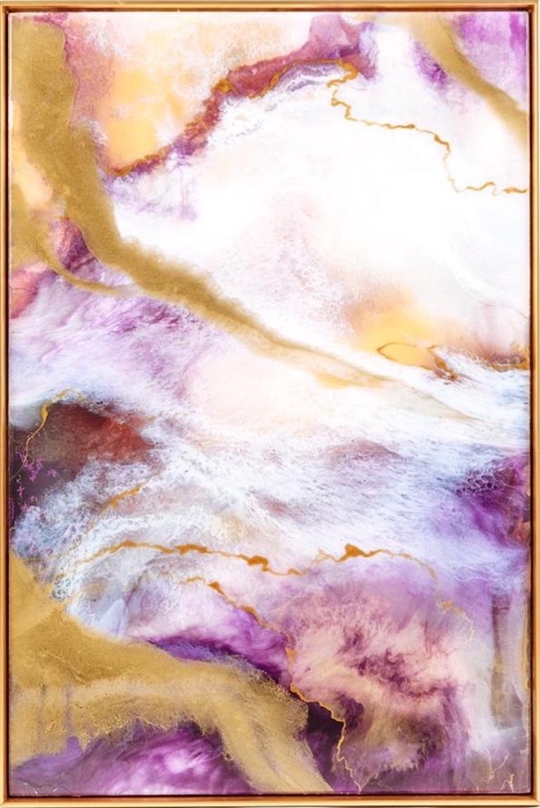 Yulia YUVO Volosenok Interior Painting - Lilac Fantasy - Autumn Gold Epoxy Interior Abstract Artwork