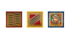 Triptych Abstract Geometric Square Resin Multicolored Wall Art