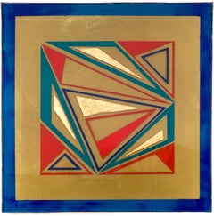 Ultramarine and Red - Abstract Geometric Square Resin Multicolored Wall Art