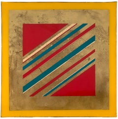Yellow and Red - Abstract Geometric Square Resin Multicolored Wall Art