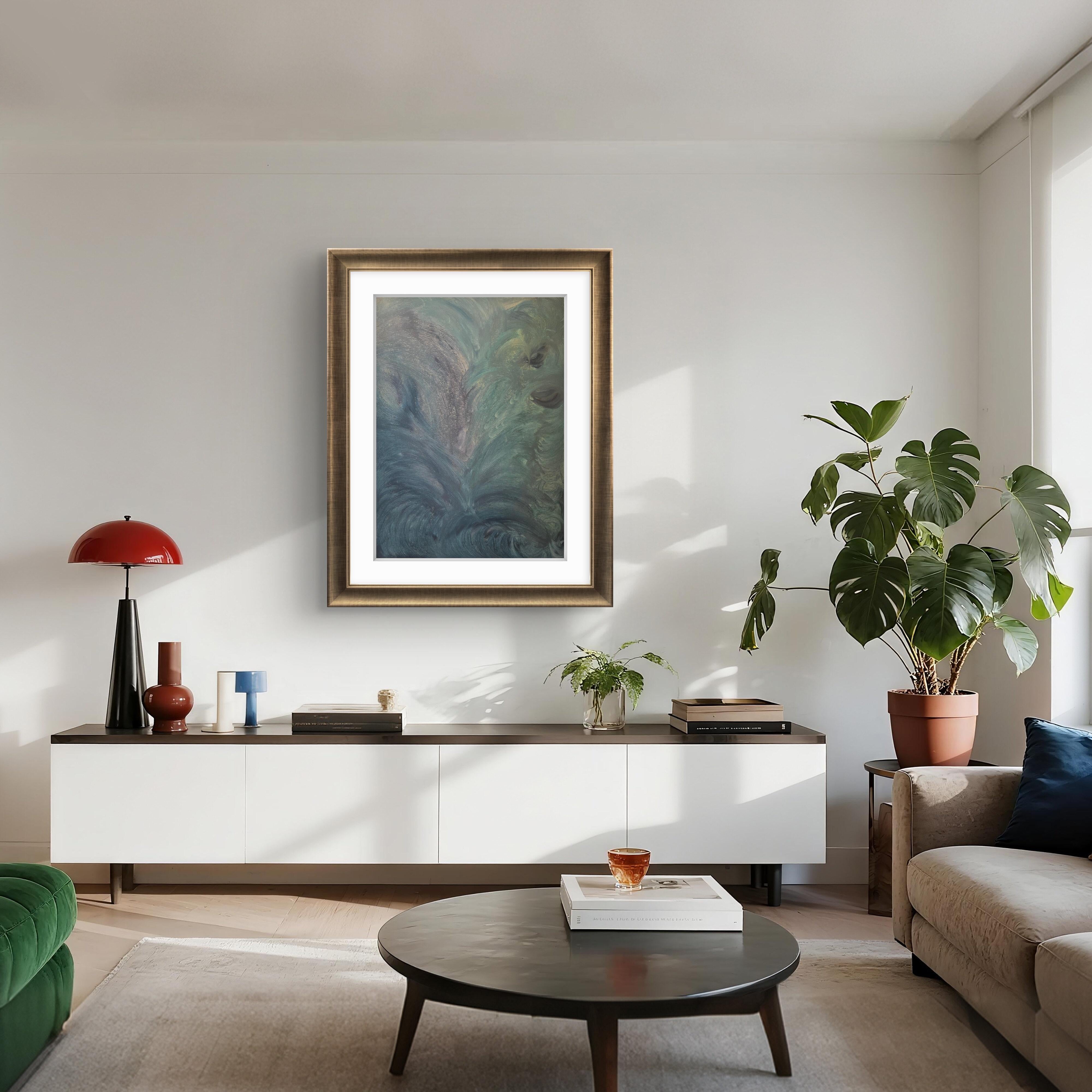 Deep Ocean - Gray Abstract Painting by Yuliia Holovatiuk-Ungureanu