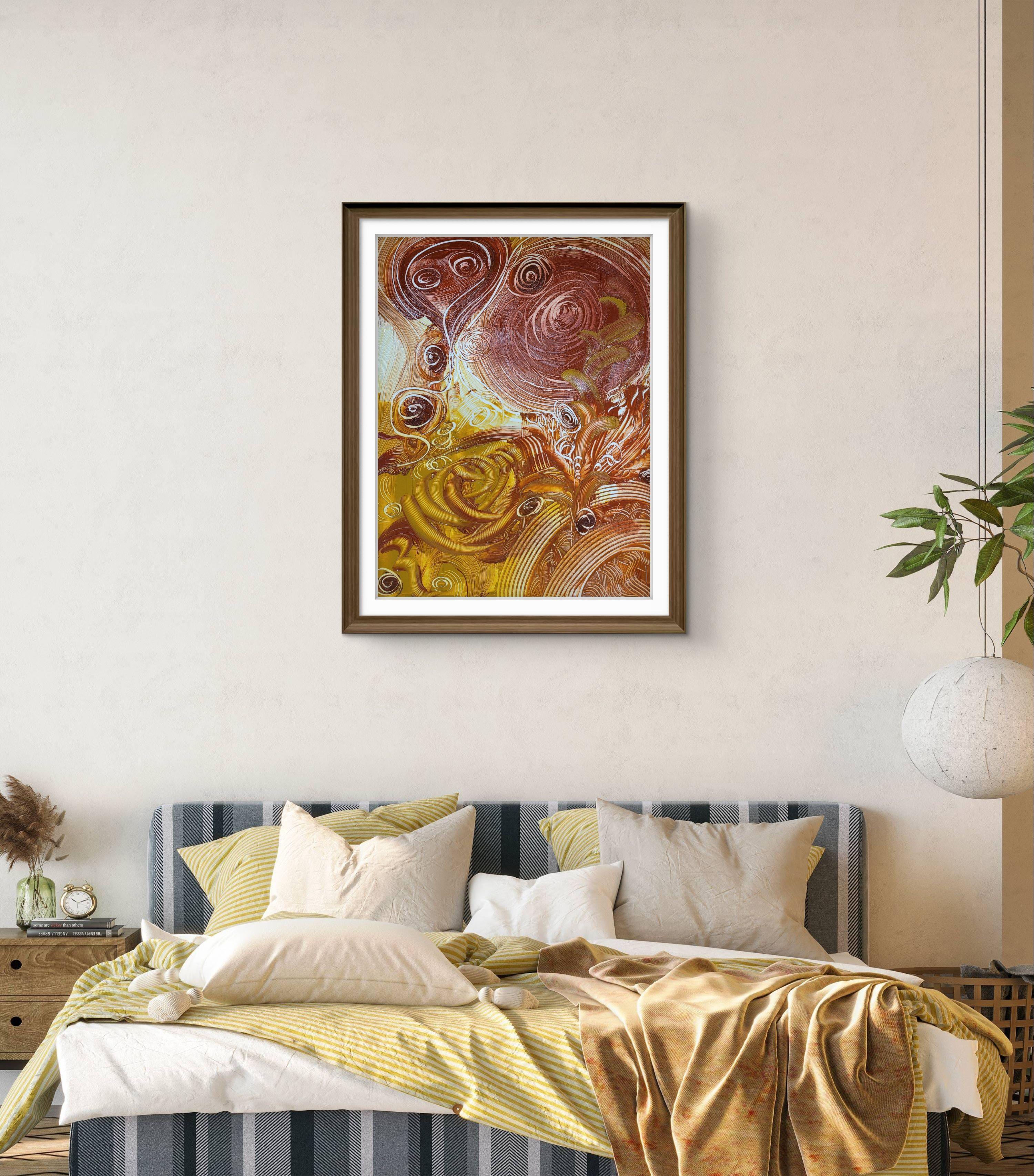 Maria. After Storm - Brown Abstract Painting by Yuliia Holovatiuk-Ungureanu