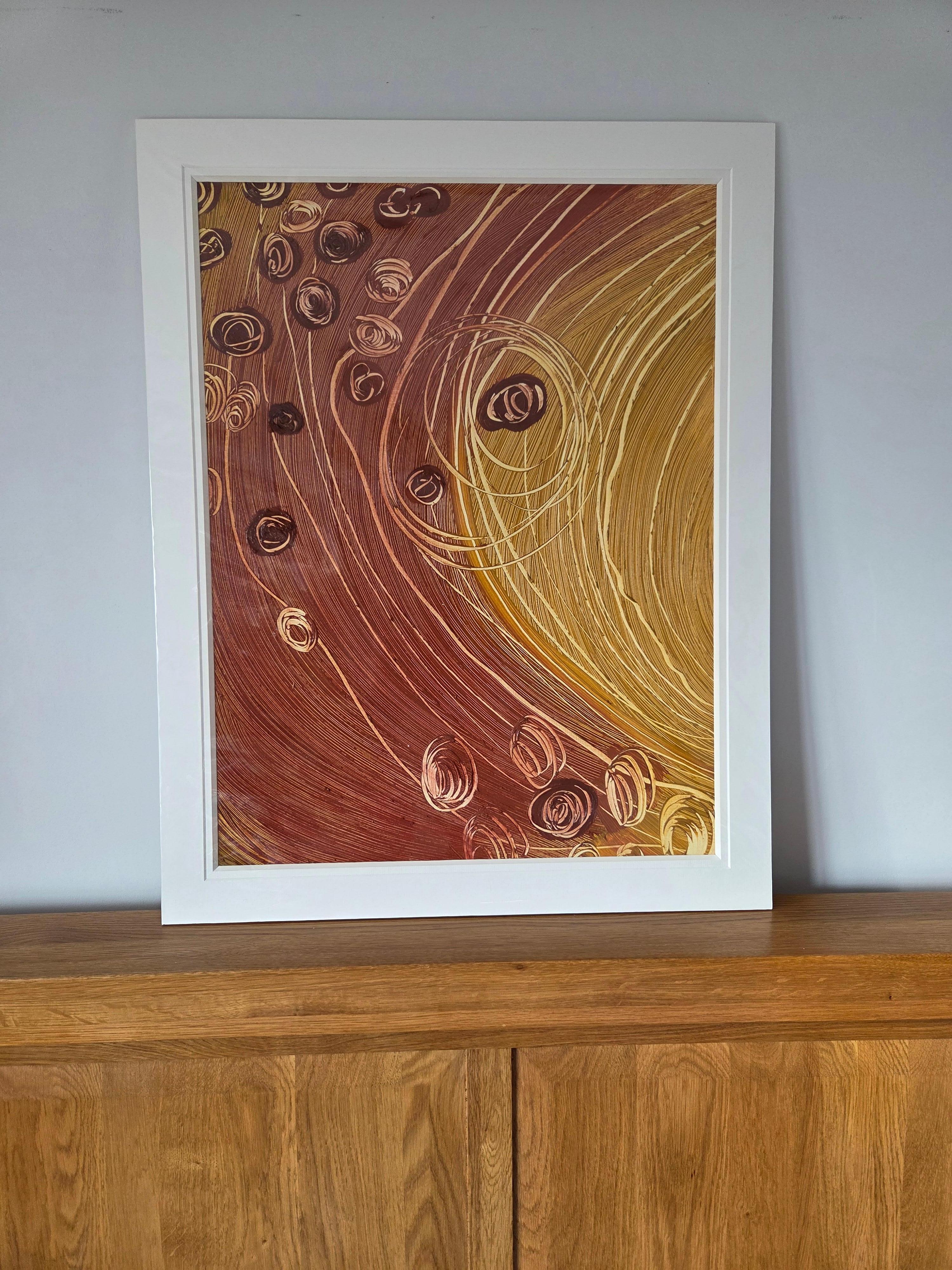 
Öl, Impasto / Mischtechnik (Öl, Kaltwachs, natürliche Erdpigmente)
In Maria fängt Yuliia Holovatiuk-Ungureanu die lyrische Harmonie von Land und Licht ein, indem sie die warmen Landschaften der australischen Insel Maria in Abstraktion umsetzt. Die