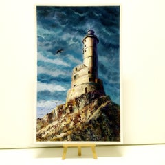 Aniva Lighthouse, Landscape Painting, Oil on Paper, 2026