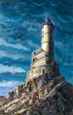 Aniva Lighthouse, Landscape Painting, Oil on Paper, 2026